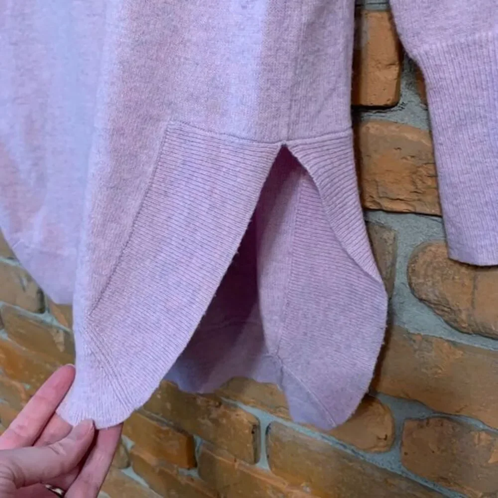 J.Crew Womens XS Sweater Lavender Pink Cotton Wool Blend Crewneck Tunic Side‎